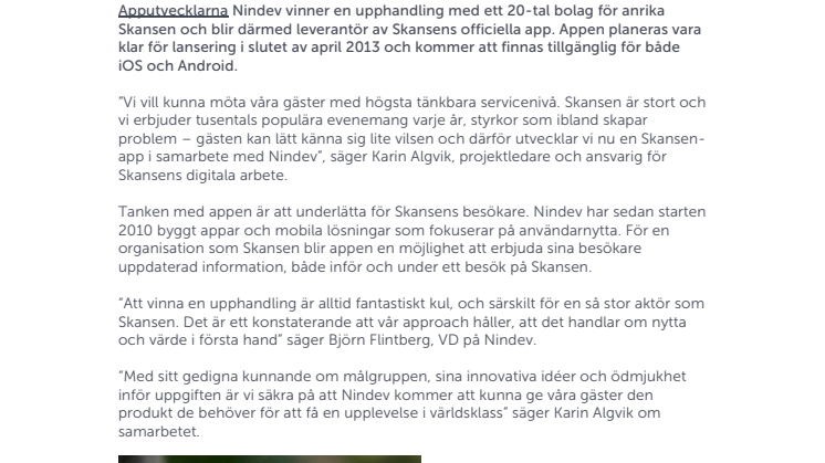 Nindev skapar app för Skansens besökare