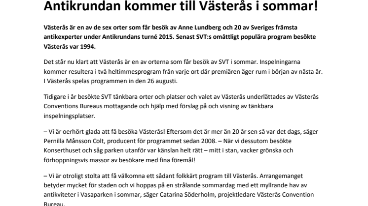 Antikrundan kommer till Västerås i sommar! 