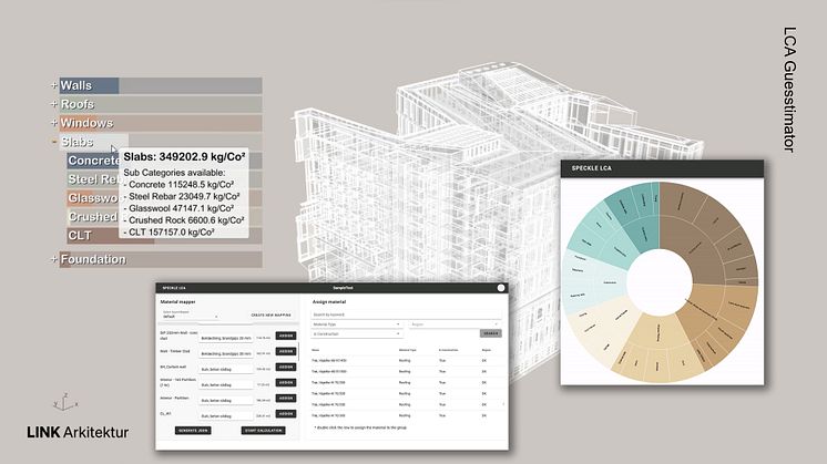 ﻿﻿﻿﻿En ny app evaluerer klimagassutslipp gjennom hele livsløpet for et bygg og gir grunnlag for å ta veldokumenterte beslutninger om miljøpåvirkningen av byggematerialer og byggeprosesser. ﻿Ill: LINK Arkitektur. 
