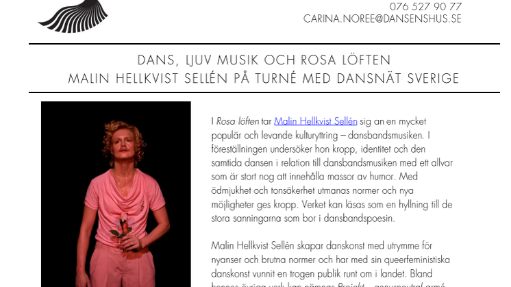 DANS, LJUV MUSIK OCH ROSA LÖFTEN - MALIN HELLKVIST SELLÉN PÅ TURNÉ MED DANSNÄT SVERIGE