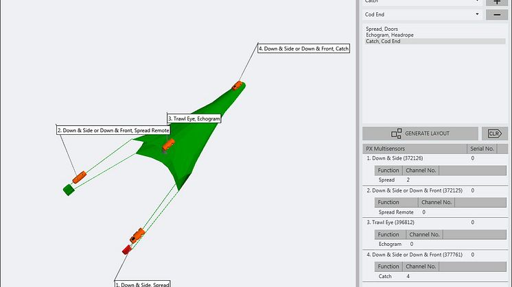 The PX InSight sensor selecting tool generates a 3D image of the trawl