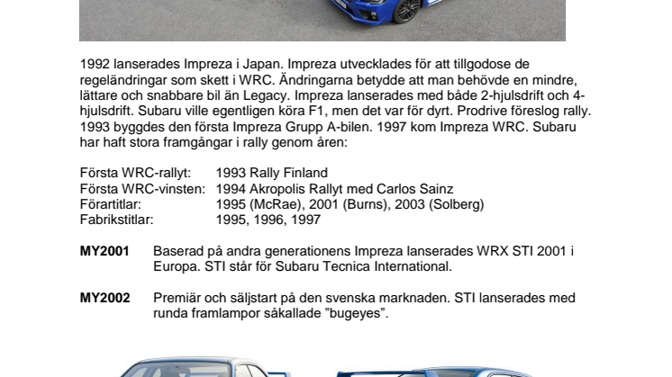 Subaru WRX STI genom åren
