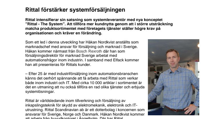 Rittal förstärker systemförsäljningen