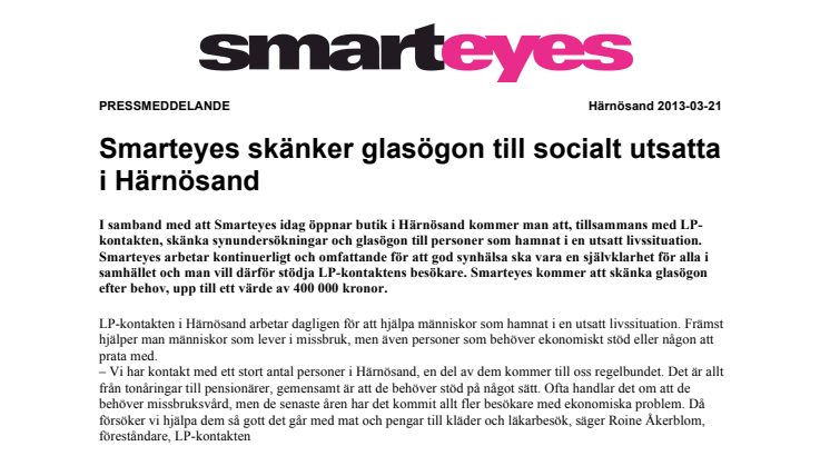 Ny butik: Smarteyes skänker glasögon till socialt utsatta i Härnösand