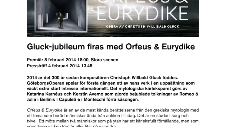 Gluck-jubileum firas med Orfeus & Eurydike 