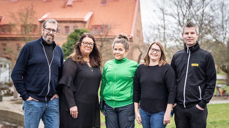 Från vänster: Fredrik Belfrage, Ann-Louise Bolin, Emmy Svensson, Malin Dahlqvist, Jonas Robertsson