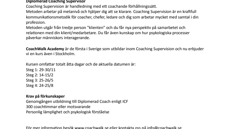 Coaching Supervision i Stockholm