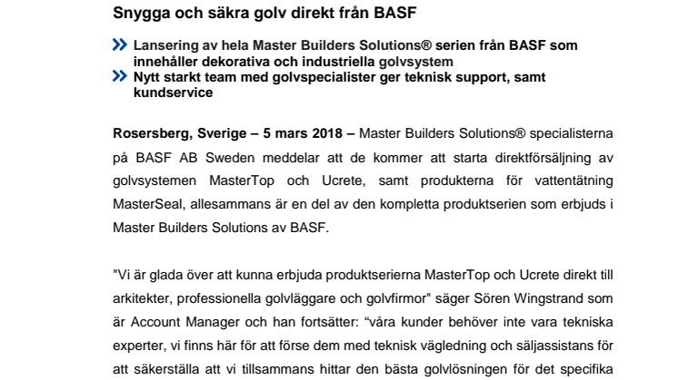 Snygga och säkra golv direkt från BASF
