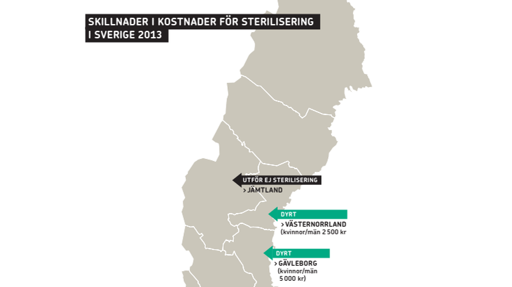 Sverigekarta över tillgång till sterilisering
