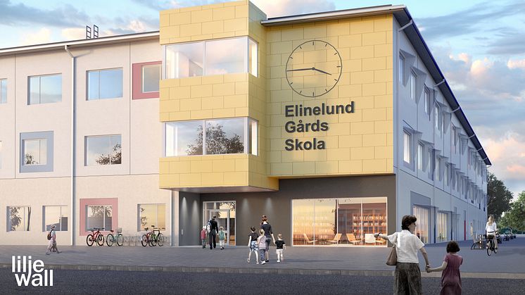 Så här ska den nya skolan i Elinelund se ut. Illustration: Liljewall arkitekter 