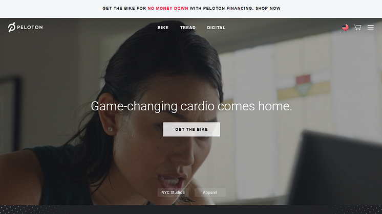 A screenshot of Peloton's website