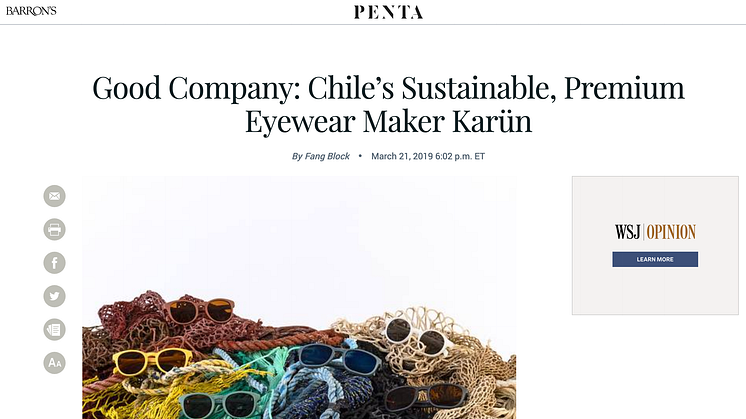 Karün, the Chilean eyewear maker, has featured in top weekly US finance magazine Barrons