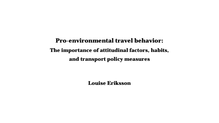Avhandling Pro-environmental travel behavior