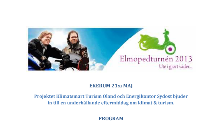 Program Elmopedturnen och hållbar turism Ekerum Öland
