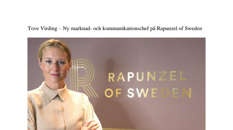 Tove Virding – Ny marknad- och kommunikationschef på Rapunzel of Sweden