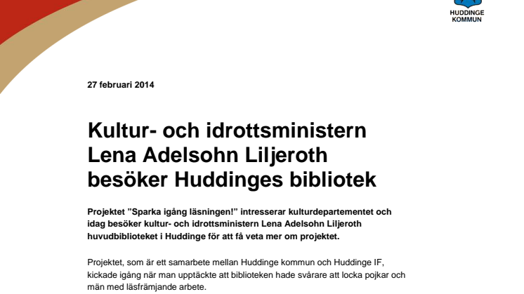 Kultur- och idrottsministern Lena Adelsohn Liljeroth besöker Huddinges bibliotek