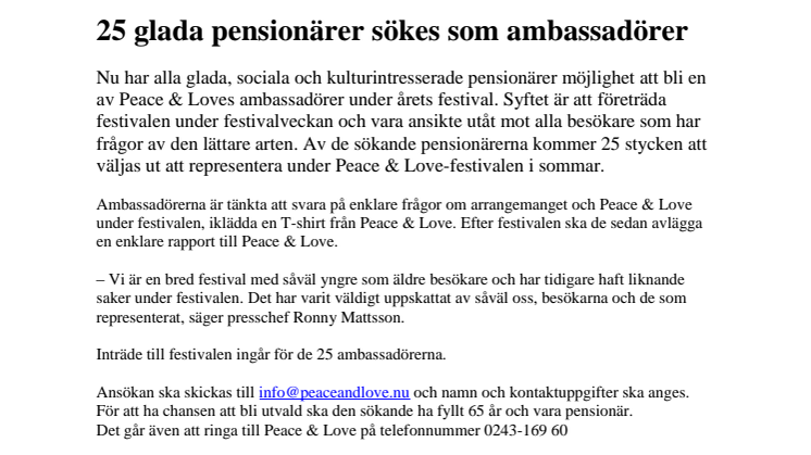 25 glada pensionärer sökes som ambassadörer
