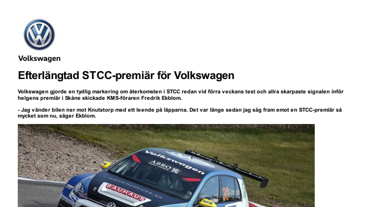 Efterlängtad STCC-premiär för Volkswagen
