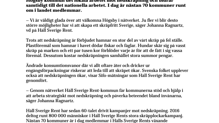 Högsby blir Håll Sverige Rent-kommun 