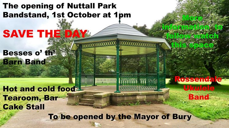 Concert to commemorate new bandstand in Nuttall Park
