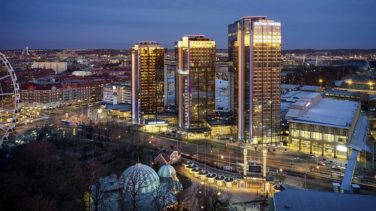 Gothia Towers är en av Nordens mest attraktiva mötesplatser med 41 000 kvm upplevelseyta, 1 200 förstklassiga hotellrum och sviter samt 5 populära barer och restauranger.