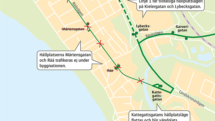 Rååvägen byggs om och linje 1 får ny körväg på Råå.
