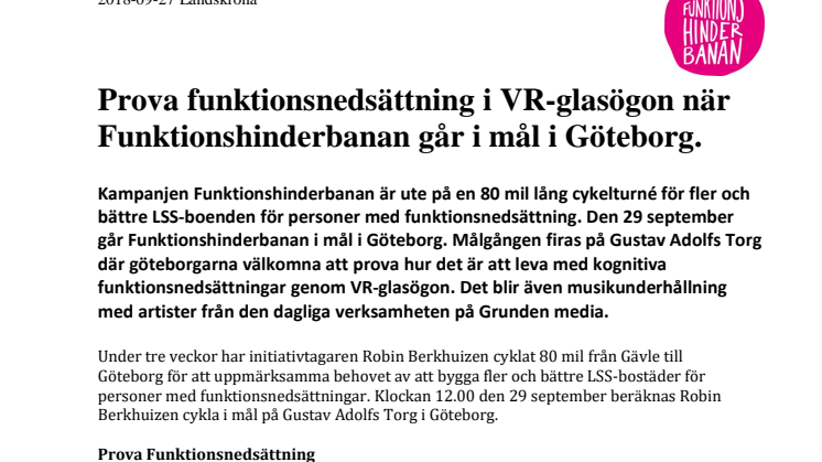 Prova funktionsnedsättning i VR-glasögon när Funktionshinderbanan går i mål i Göteborg