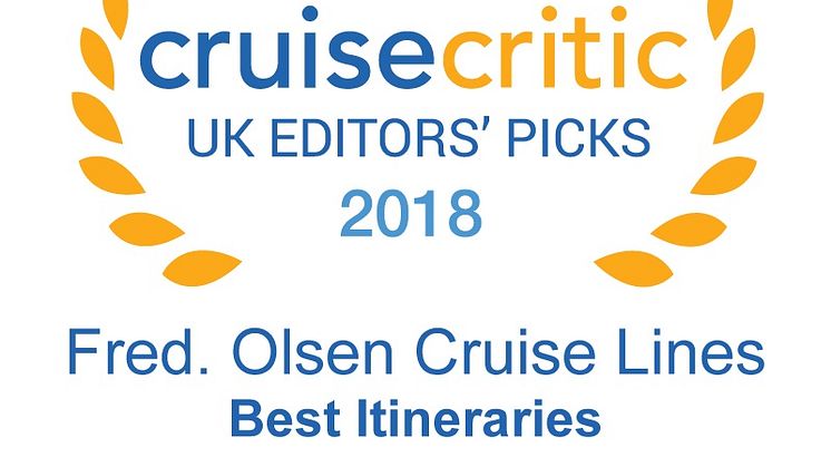 Fred. Olsen is crowned Cruise Critic’s ‘Best for Itineraries’ – for a record fourth year running – and ‘Best for Shore Excursions’