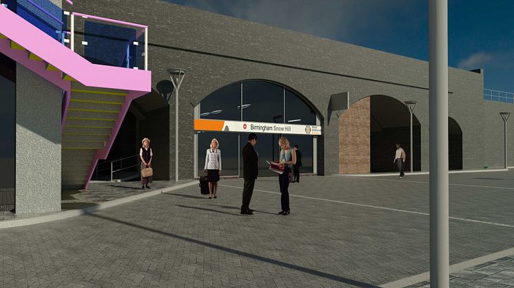 CGI of the new eastern entrance at Snow Hill Station offering passengers a direct link between tram and train services