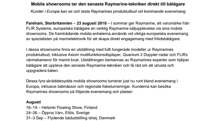 Raymarine: Mobila showrooms tar den senaste Raymarine-tekniken direkt till båtägare  