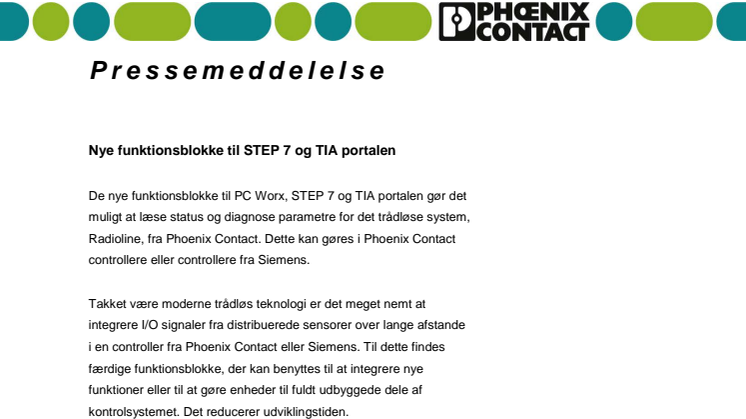 Nye funktionsblokke til STEP 7 og TIA portalen