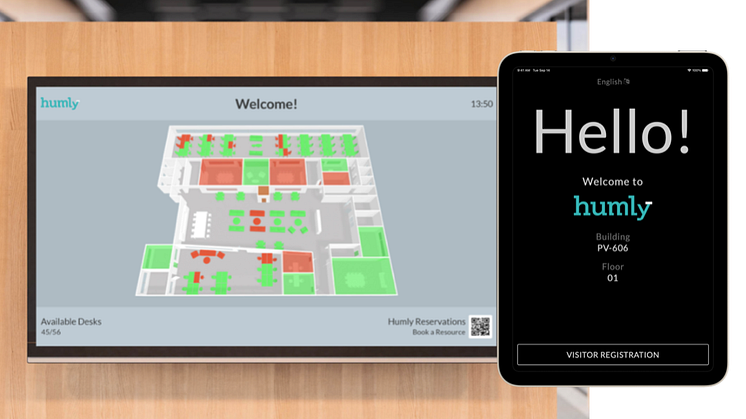 Humly Floor Plan och Humly Visitor är de två nya tilläggen i Humlys produktportfölj Workplace Solutions﻿.