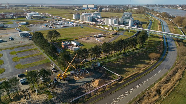 Der neue Schieberplatz von Schleswig-Holstein Netz in Brunsbüttel aus der Luft. 