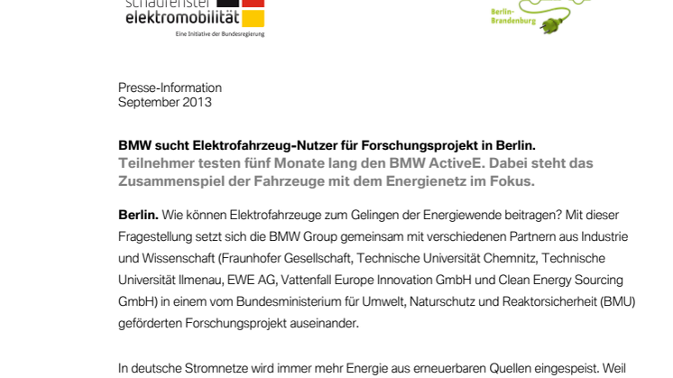 BMW sucht Elektrofahrzeug-Nutzer für Forschungsprojekt in Berlin 