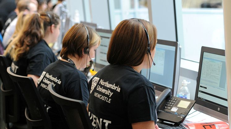 Members of Northumbria University's Clearing hotline team