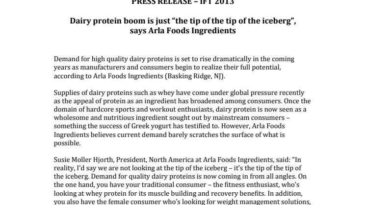 Dairy protein boom is just “the tip of the tip of the iceberg”,  says Arla Foods Ingredients
