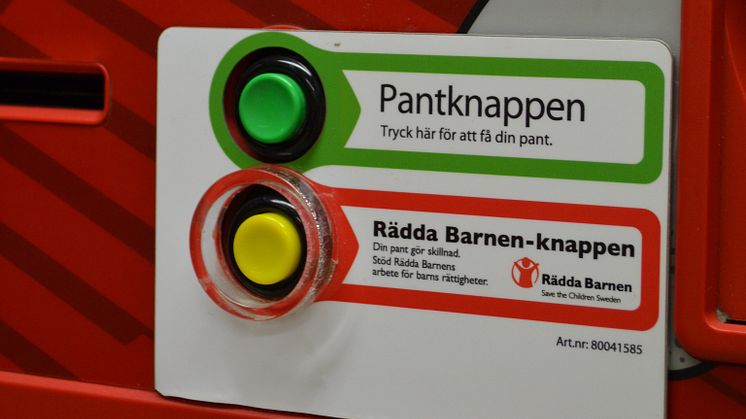 Gåvoknapp på pantautomat i en Willysbutik