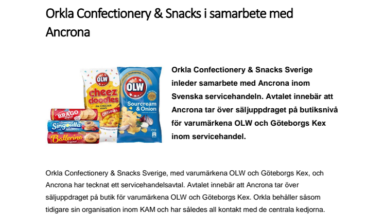 Orkla Confectionery & Snacks i samarbete med Ancrona 