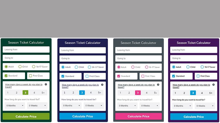 Calculators such as these are available on the train operators’ websites (from left: Southern; Southeastern, Thameslink and Great Northern)