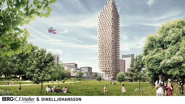 Trähus med 34 våningar förslag till HSBs ”Turning Torso” i Stockholm