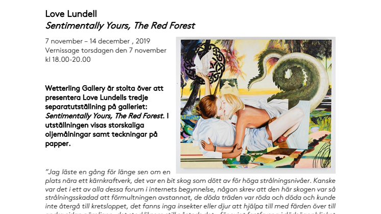 Wetterling Gallery presenterar stolt Love Lundells tredje separatutställning! 