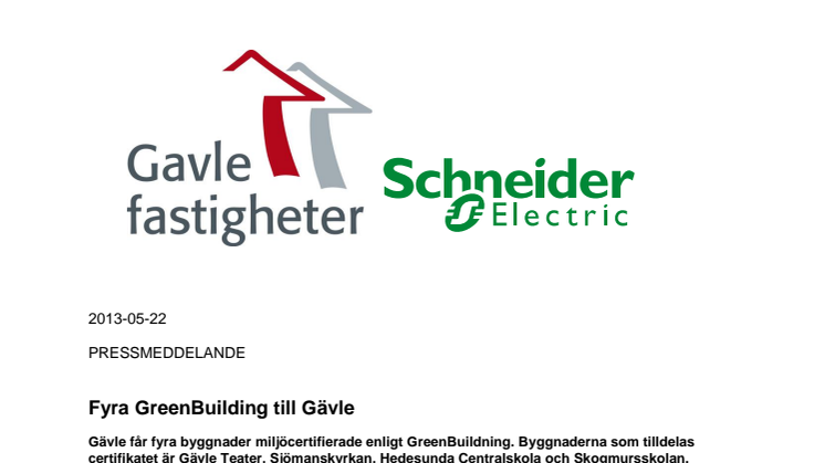 Gävle får fyra nya byggnader miljöcertifierade enligt GreenBuilding
