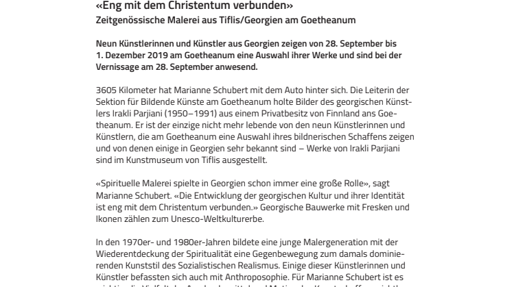 «Eng mit dem Christentum verbunden». ​Zeitgenössische Malerei aus Tiflis/Georgien am Goetheanum