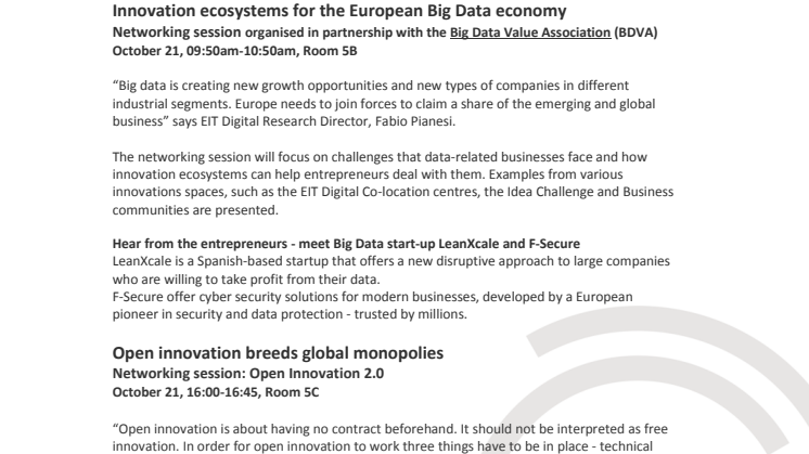 EIT Digital @ ICT 2015: Growing Europe’s Digital Innovation ecosystems