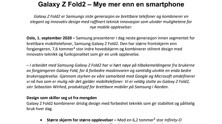 Galaxy Z Fold2 – Mye mer enn en smartphone