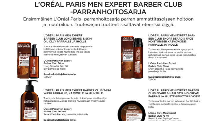 L'Oréal Paris Barber Club -tuotteet