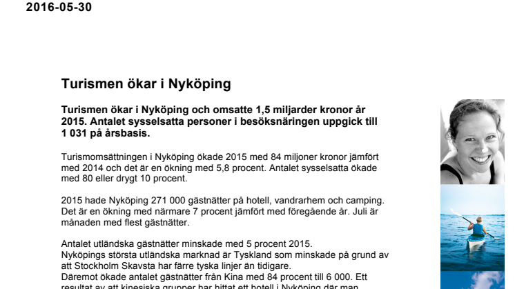 Turismen ökar i Nyköping