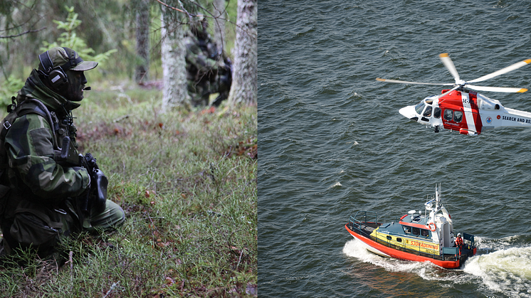 Foto: Roslagsbataljonen, Sjöfartsverkets SAR helikopter och Sjöräddningssällskapet