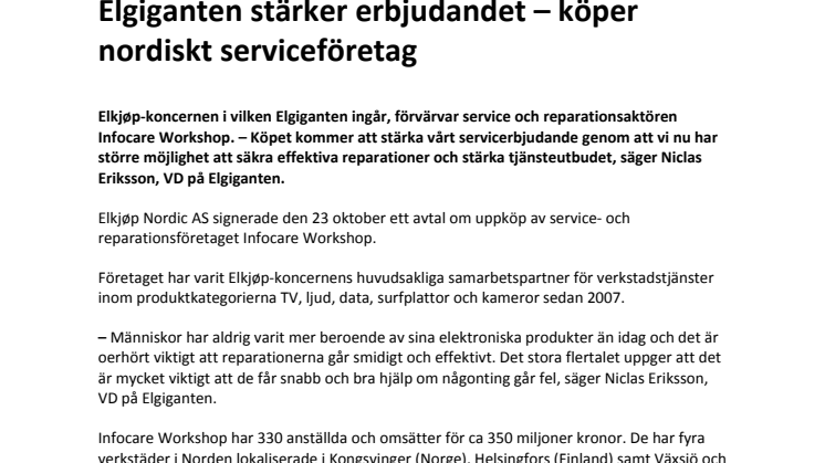 Elgiganten stärker erbjudandet – köper nordiskt serviceföretag 