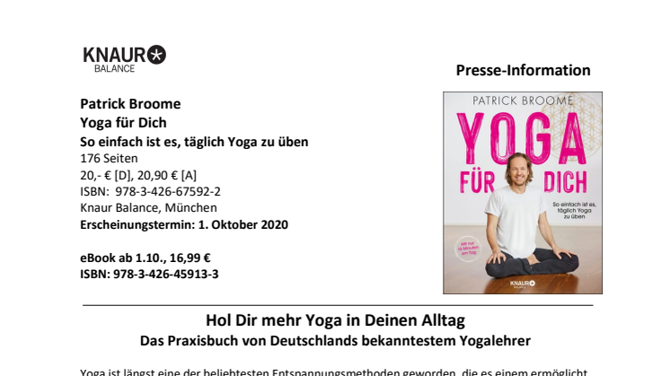 Presseinformation "Yoga für dich"
